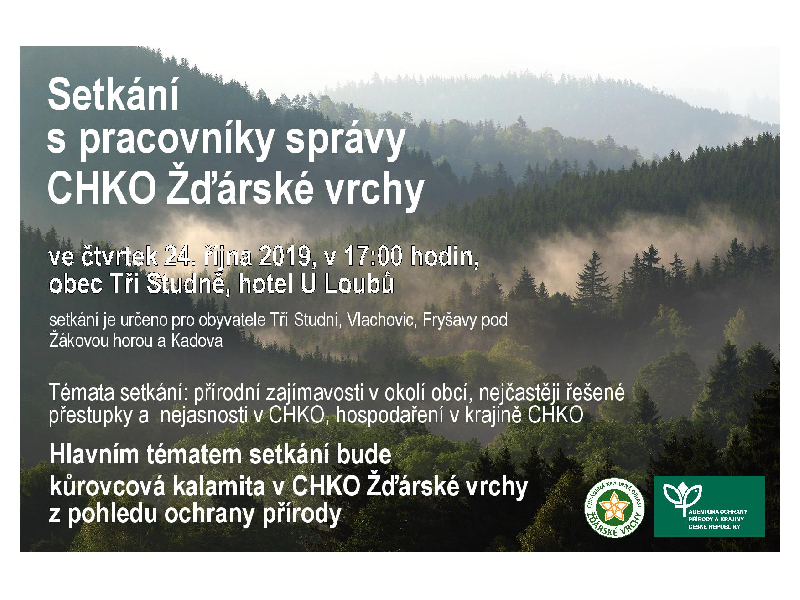 Setkání s pracovníky správy CHKO Žďárské vrchy 24.10.2019